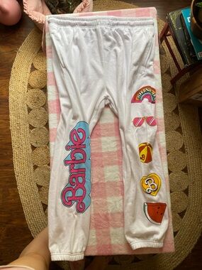 Barbie white graphic joggers